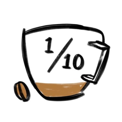 カフェインはコーヒー1杯分の1/10